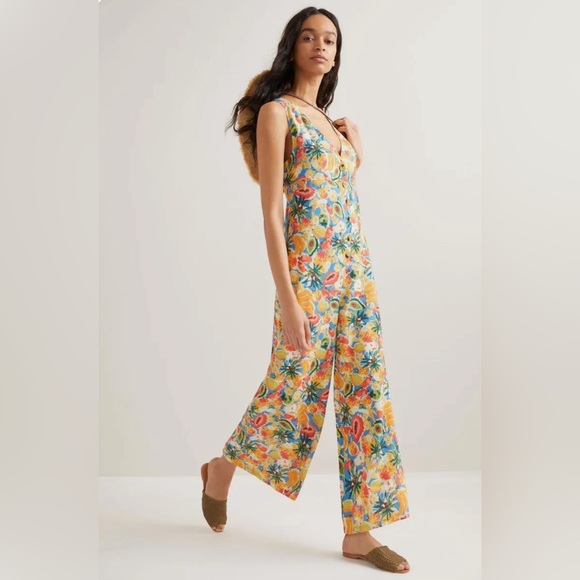 FARM Rio Pants - FARM Rio Anthropologie Fruit Medley Jumpsuit, Size XL